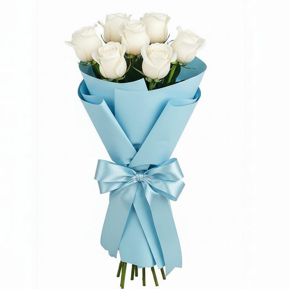 Букет 7 белых роз Проуд в Сангаре