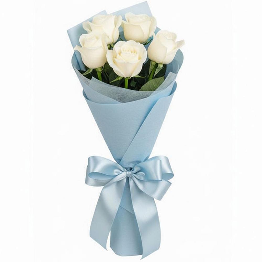 Букет 5 Белых роз Проуд в Сангаре