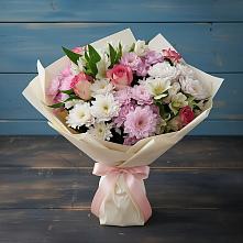 Букет цветов из:  Хризантемы, Альстромерии и Розы в Сангаре