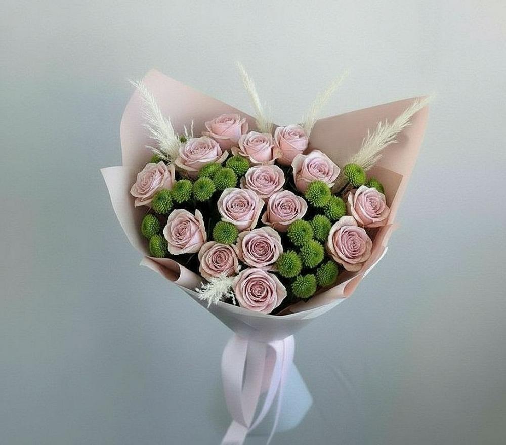 Букет цветов из: Розы и Хризантемы в Сангаре