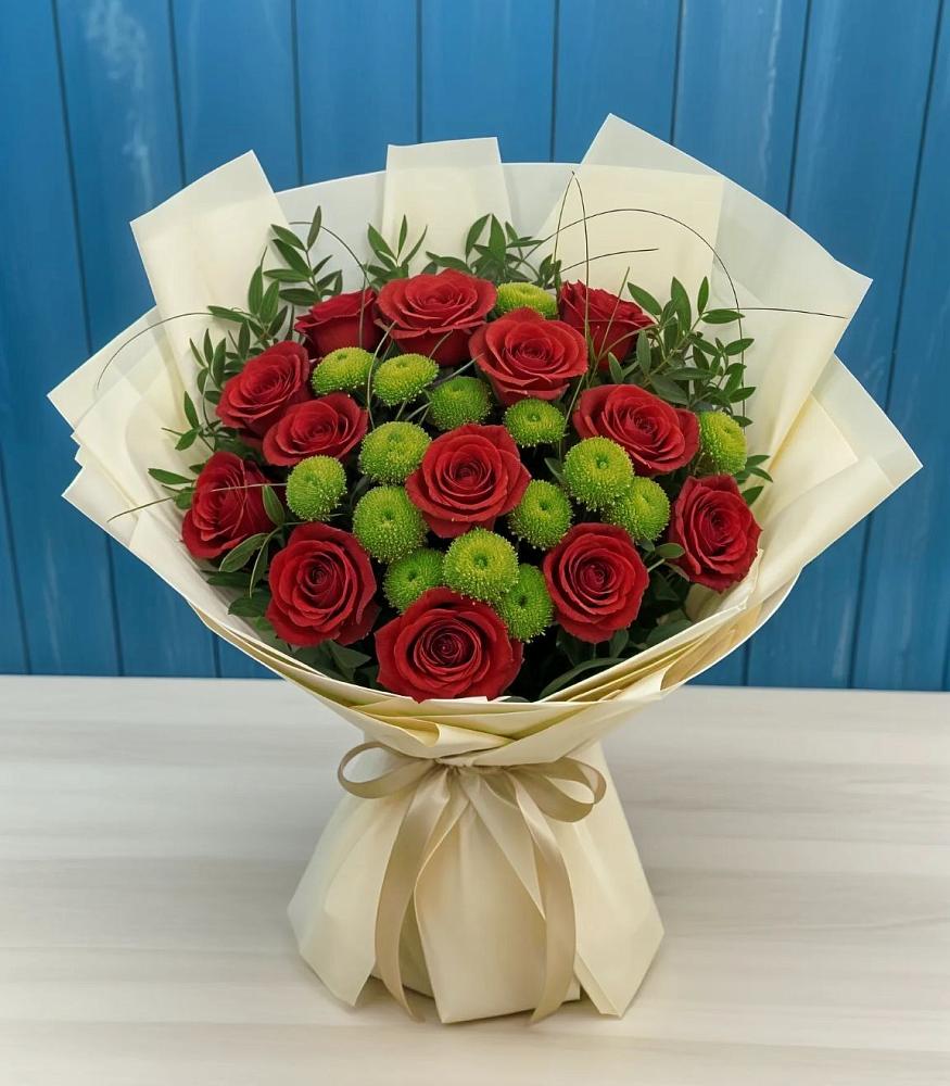 Букет цветов из: Розы и Хризантемы в Сангаре