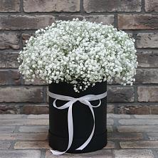 Цветочная композиция из Гипсофила в шляпной коробке в Сангаре